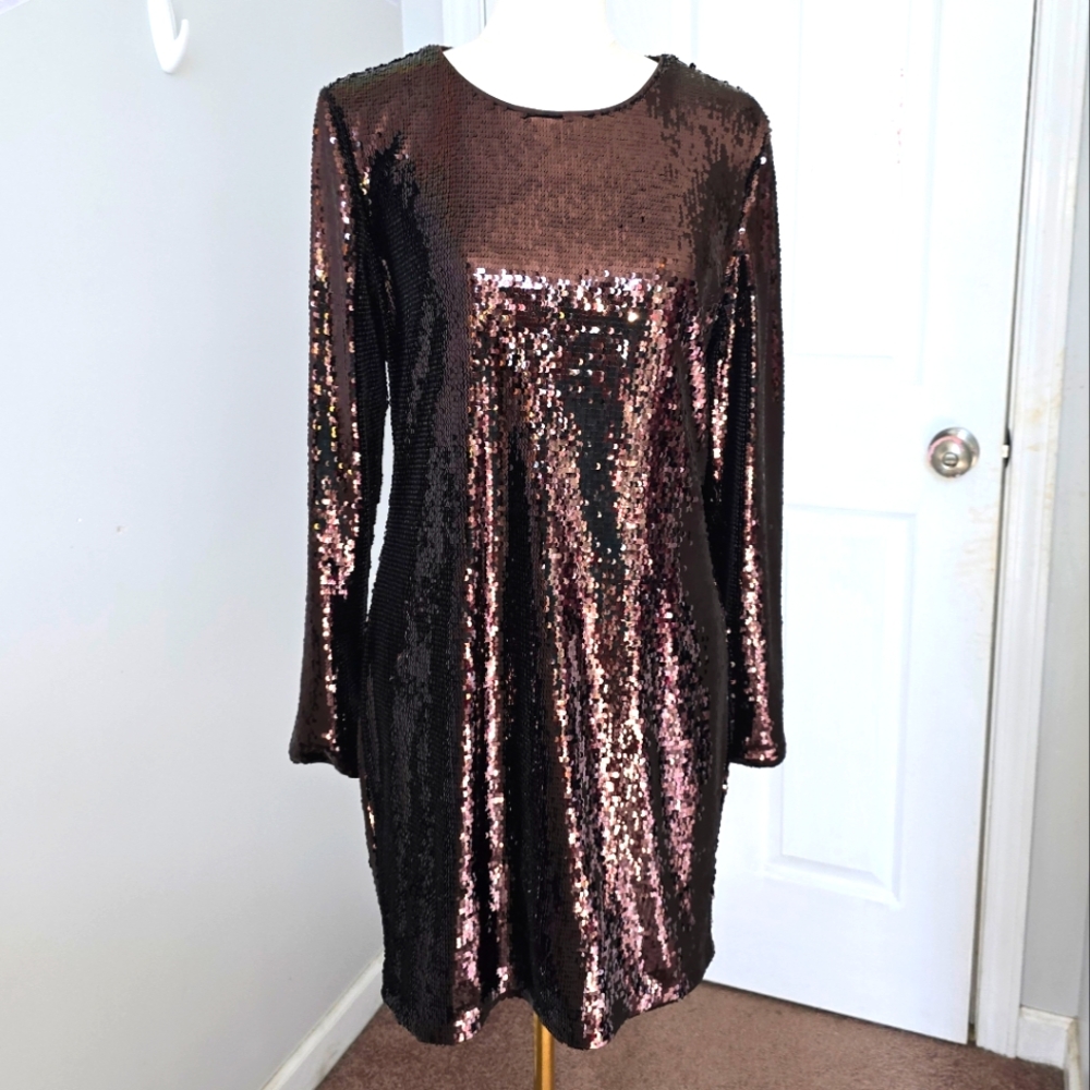 Banana Republic | Large | Chocolate Brown Stretch-Sequin Mini Dress